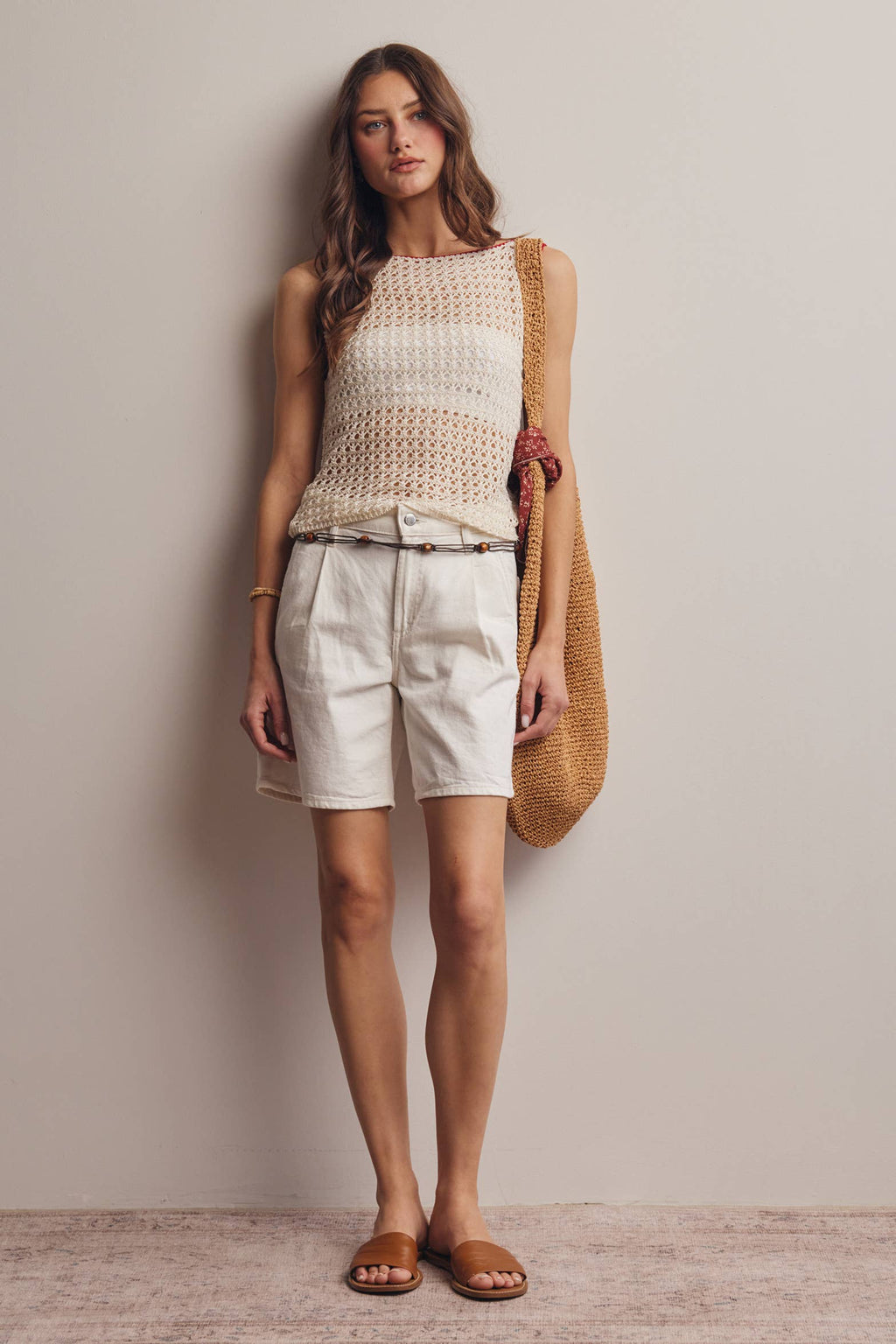 Sleeveless Crochet Knit Top FSW0050