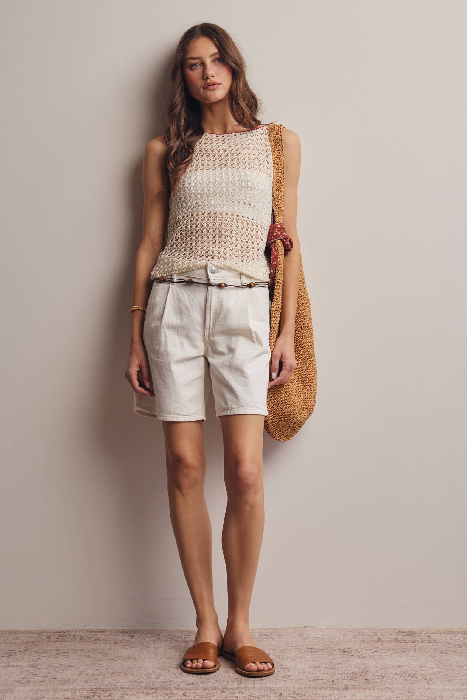Sleeveless Crochet Knit Top FSW0050