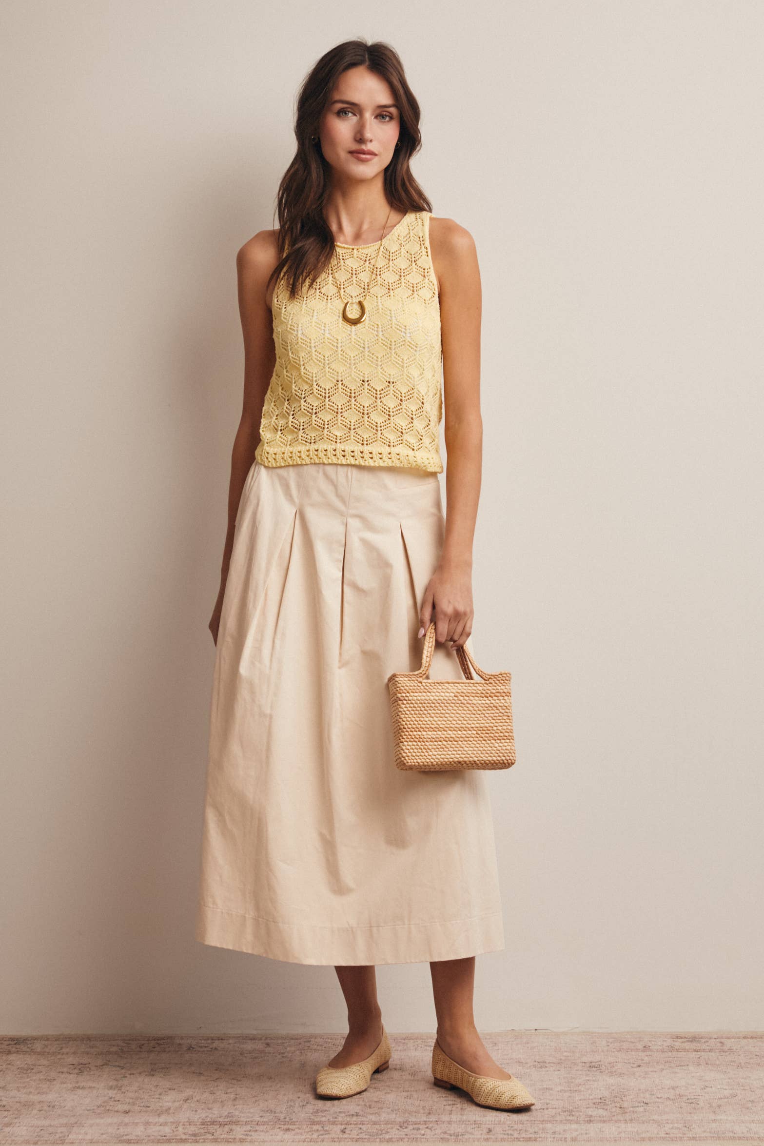 Sleeveless Crochet Knit Tank Top FSW0048