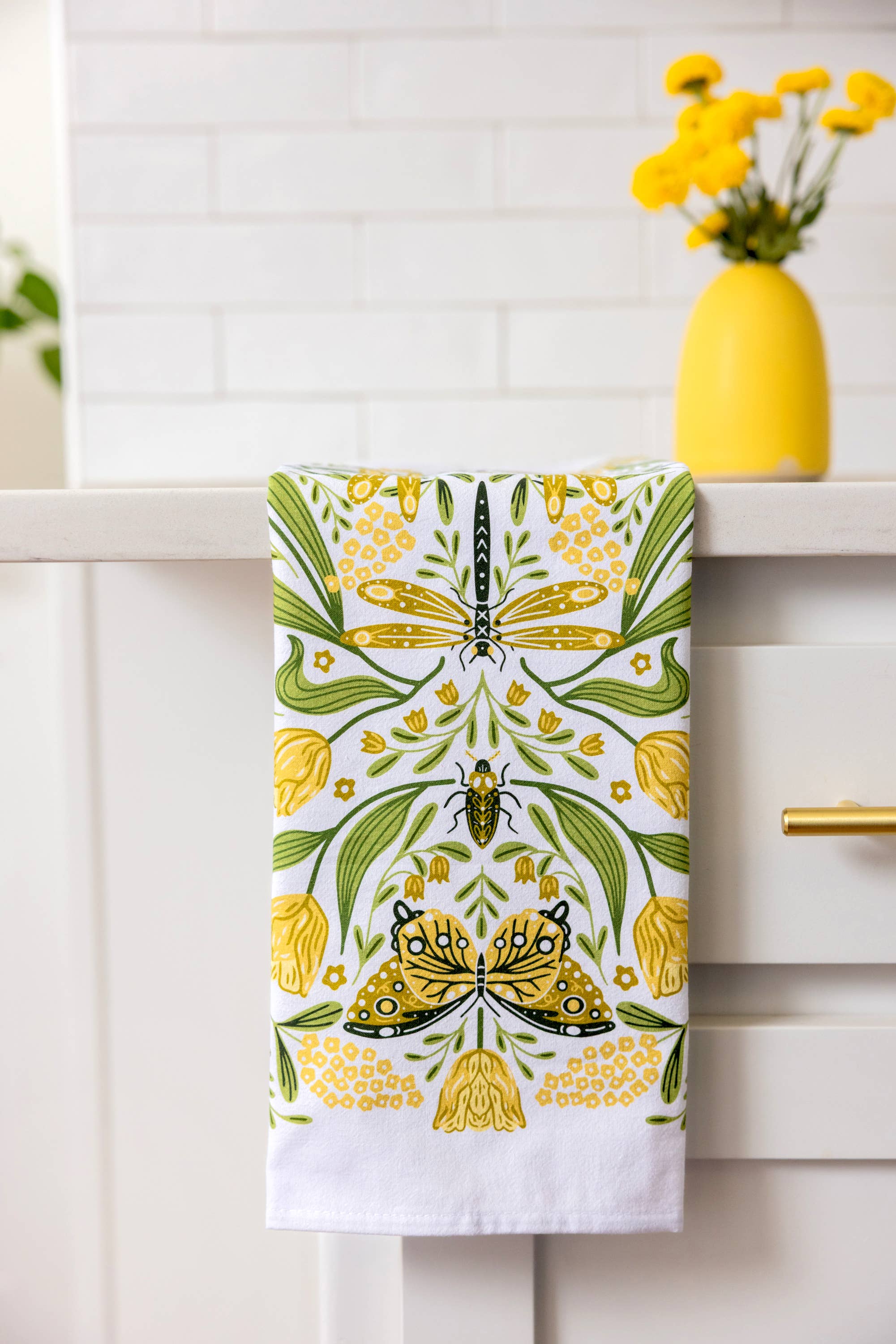 Golden Garden Tea Towel – Butterflies, Floral