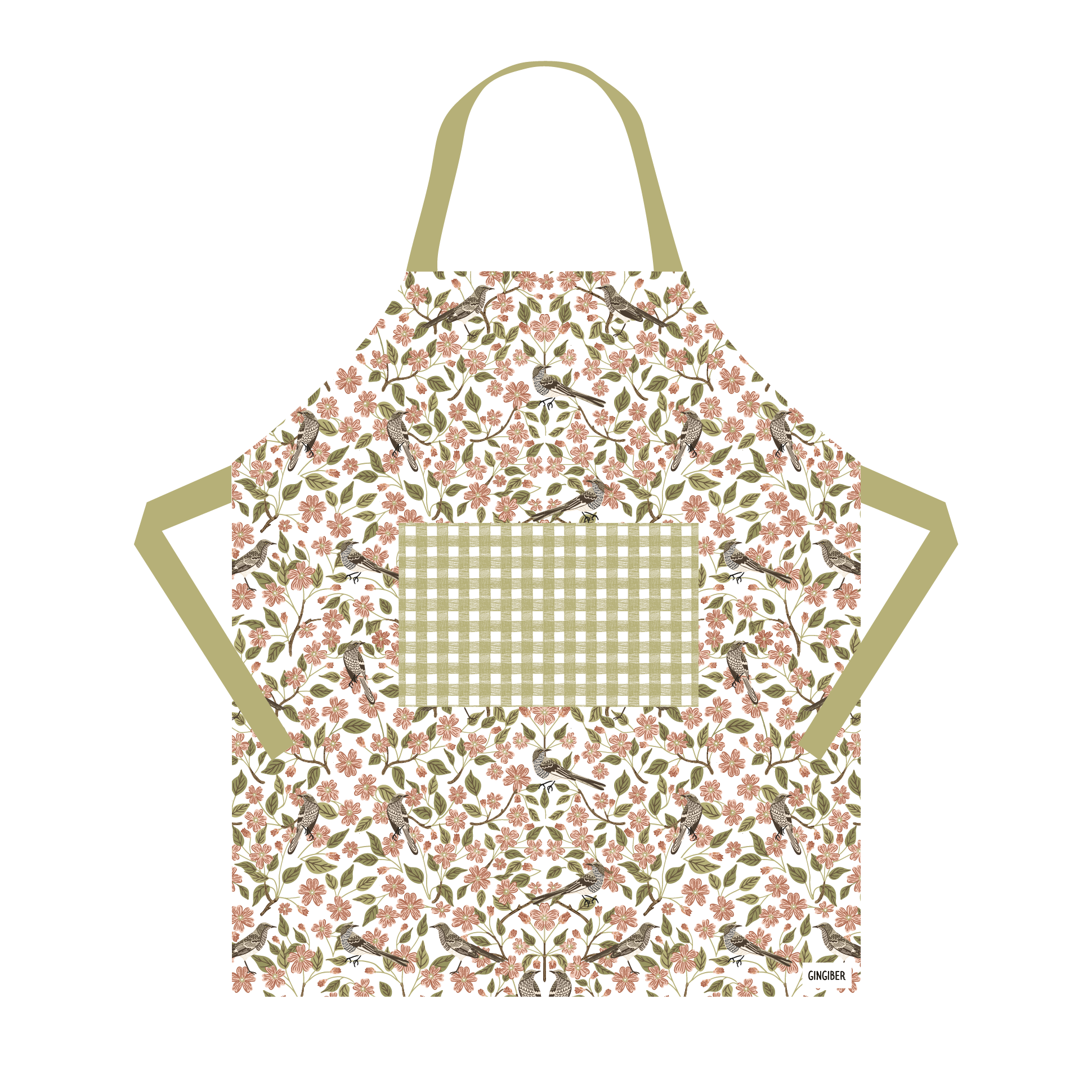 Apple Blossom Apron - Spring Floral Kitchen Linen Apron