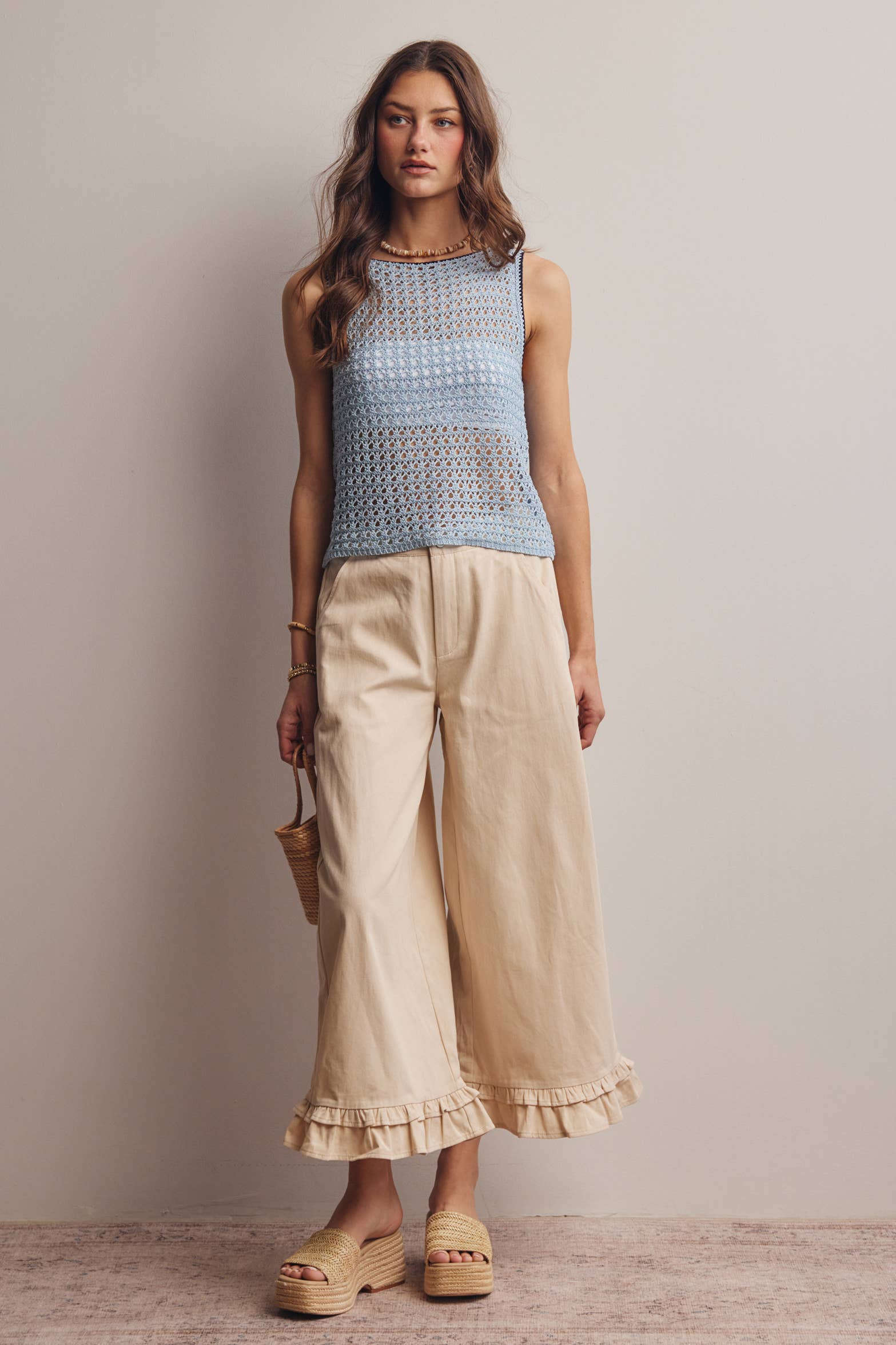 Sleeveless Crochet Knit Top FSW0050