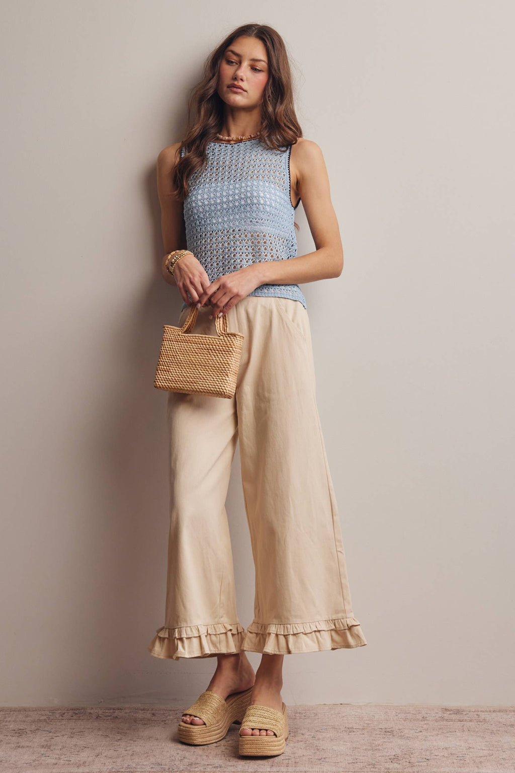 Sleeveless Crochet Knit Top FSW0050