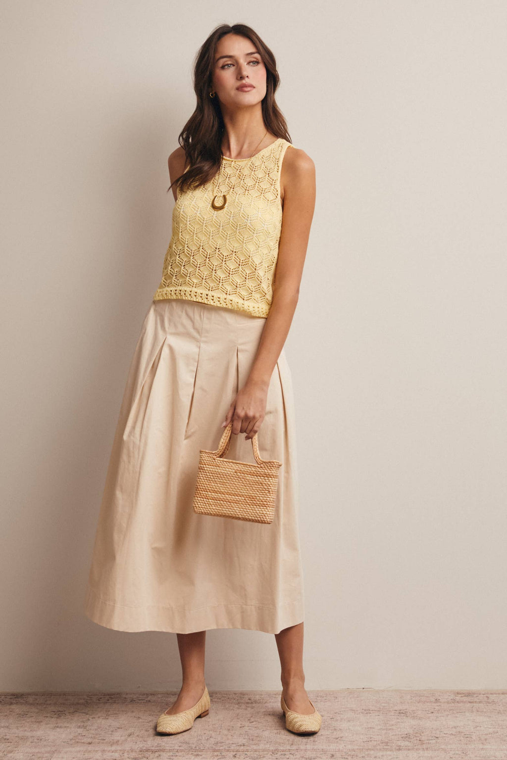 Sleeveless Crochet Knit Tank Top FSW0048