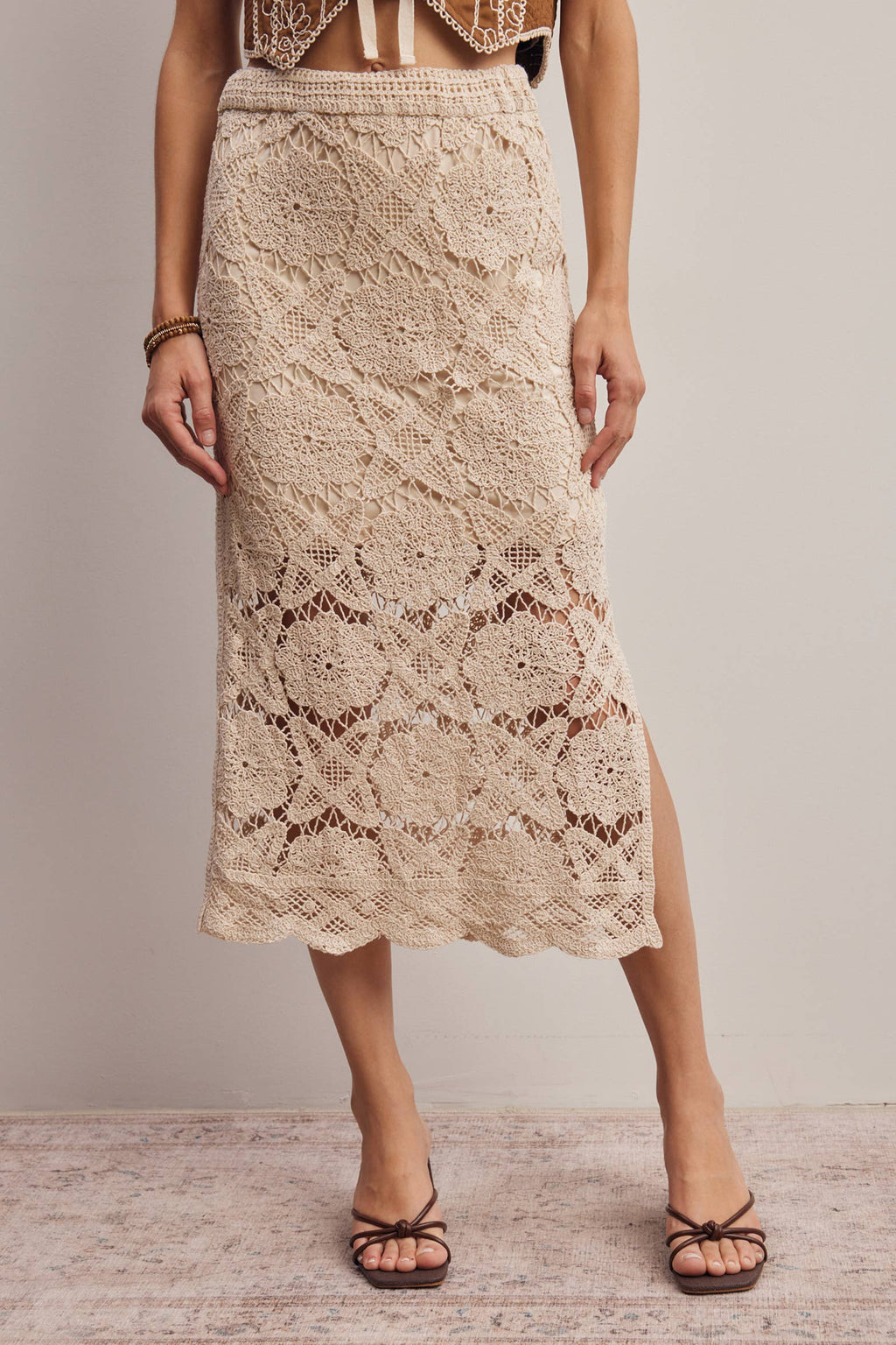 Crochet Lace Midi Skirt