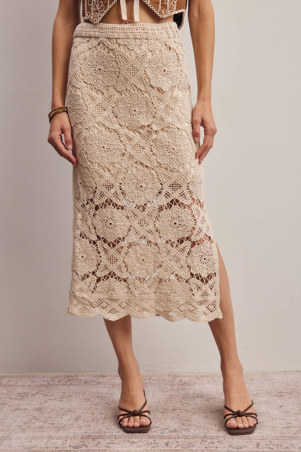 Crochet Lace Midi Skirt