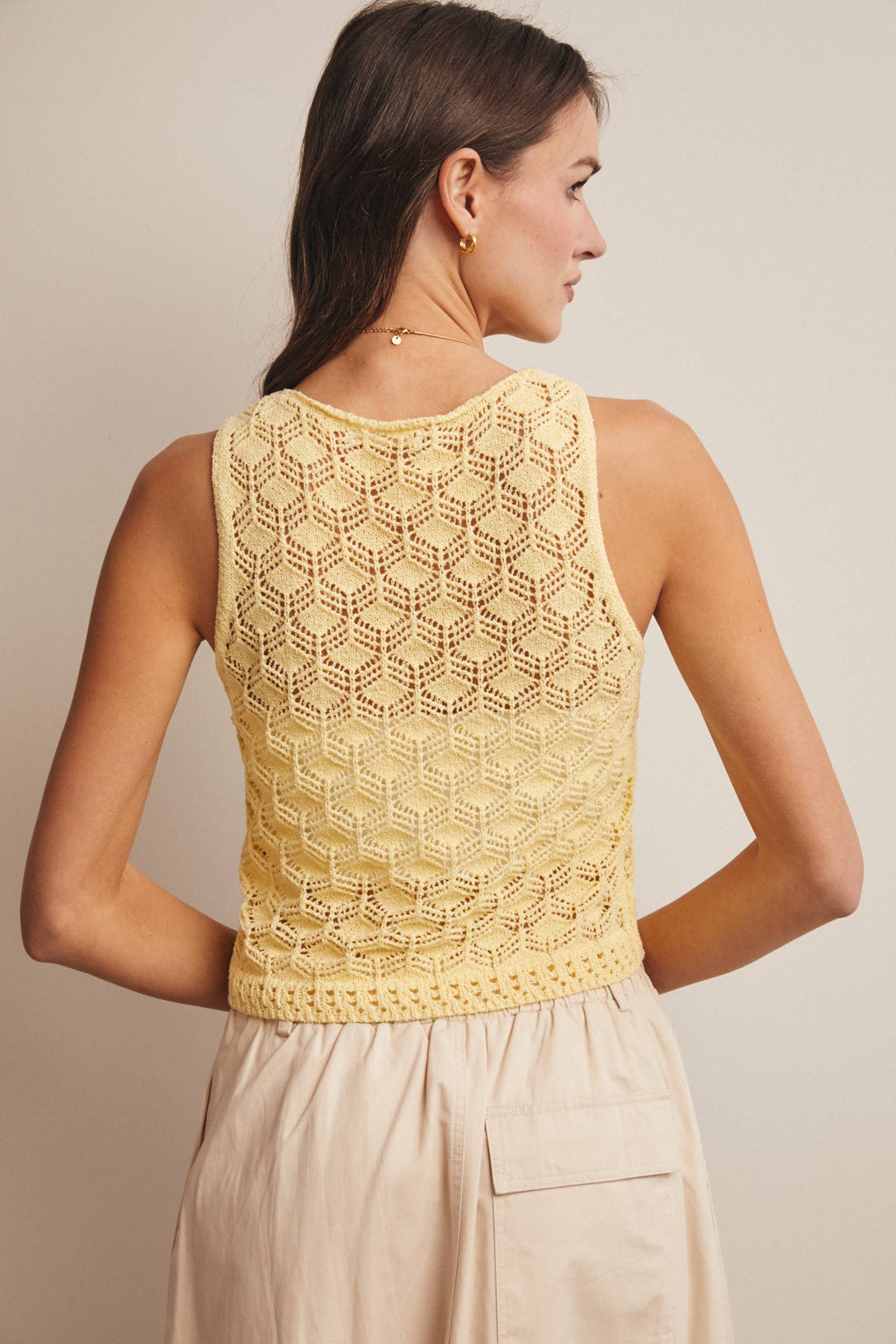 Sleeveless Crochet Knit Tank Top FSW0048