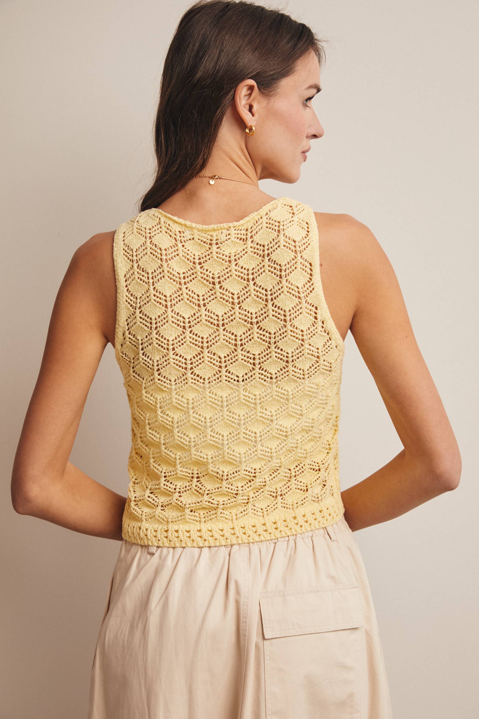 Sleeveless Crochet Knit Tank Top FSW0048