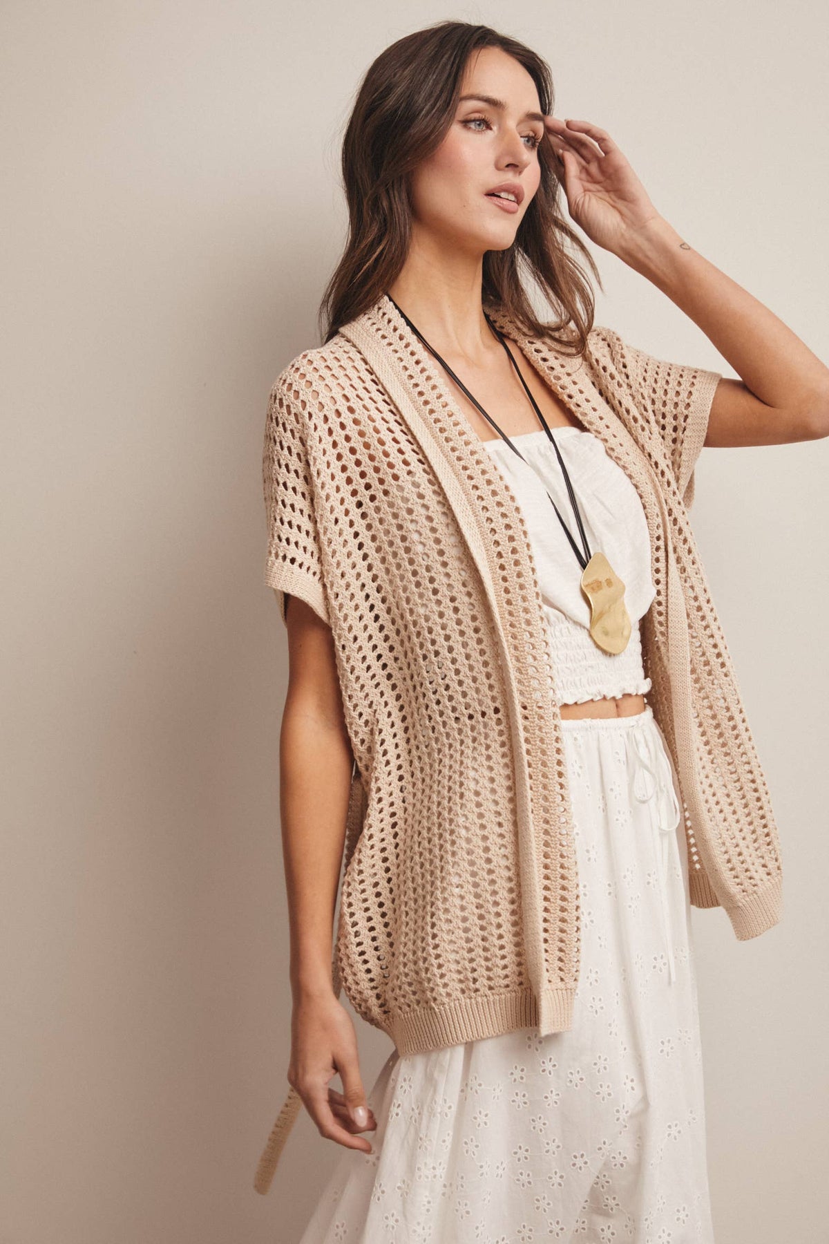 Open Knit Belted Cardigan