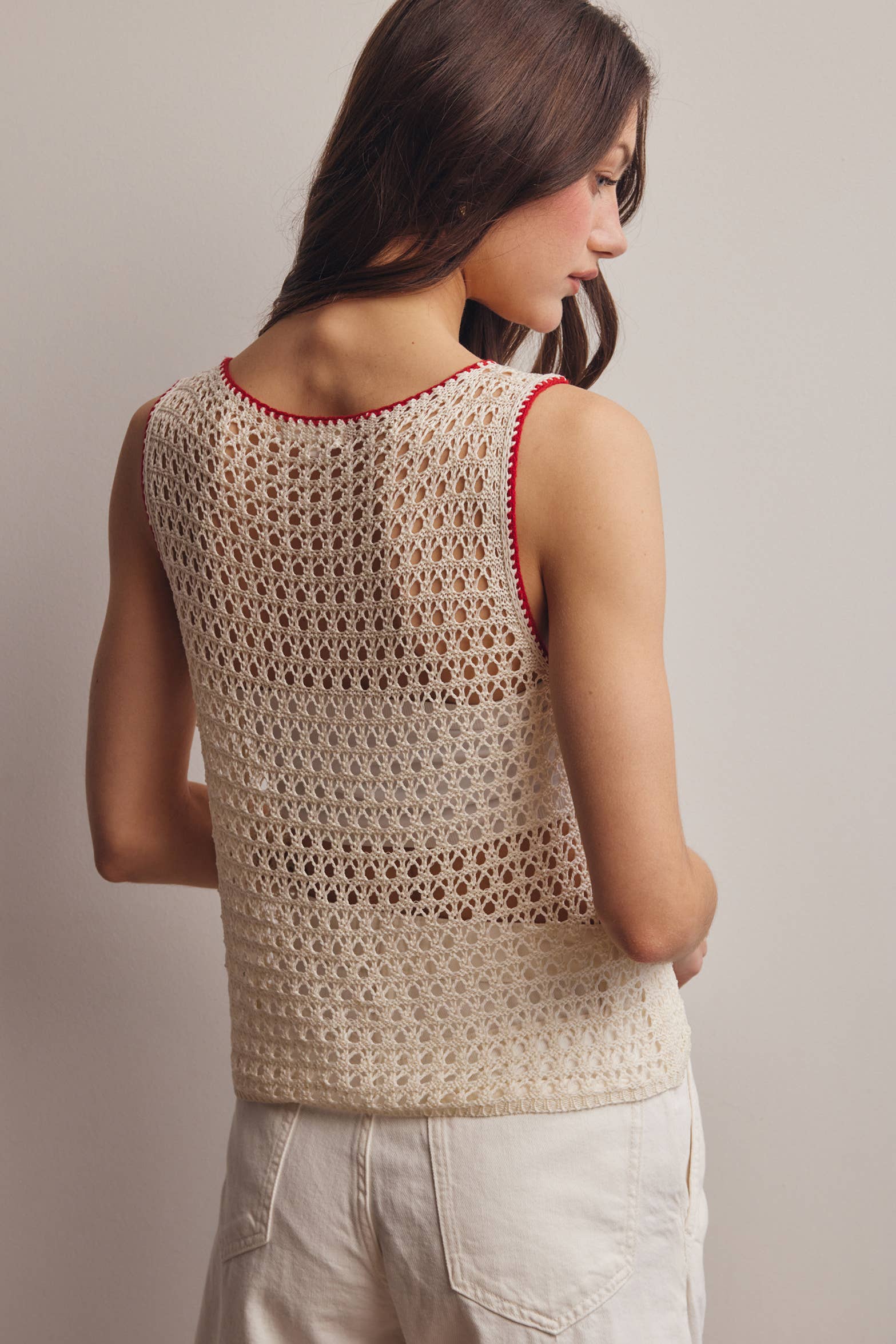 Sleeveless Crochet Knit Top FSW0050