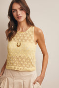 Sleeveless Crochet Knit Tank Top FSW0048