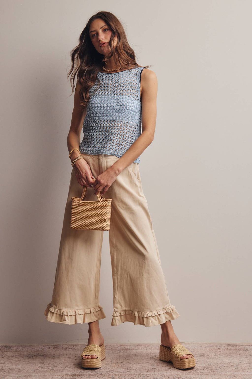 Sleeveless Crochet Knit Top FSW0050