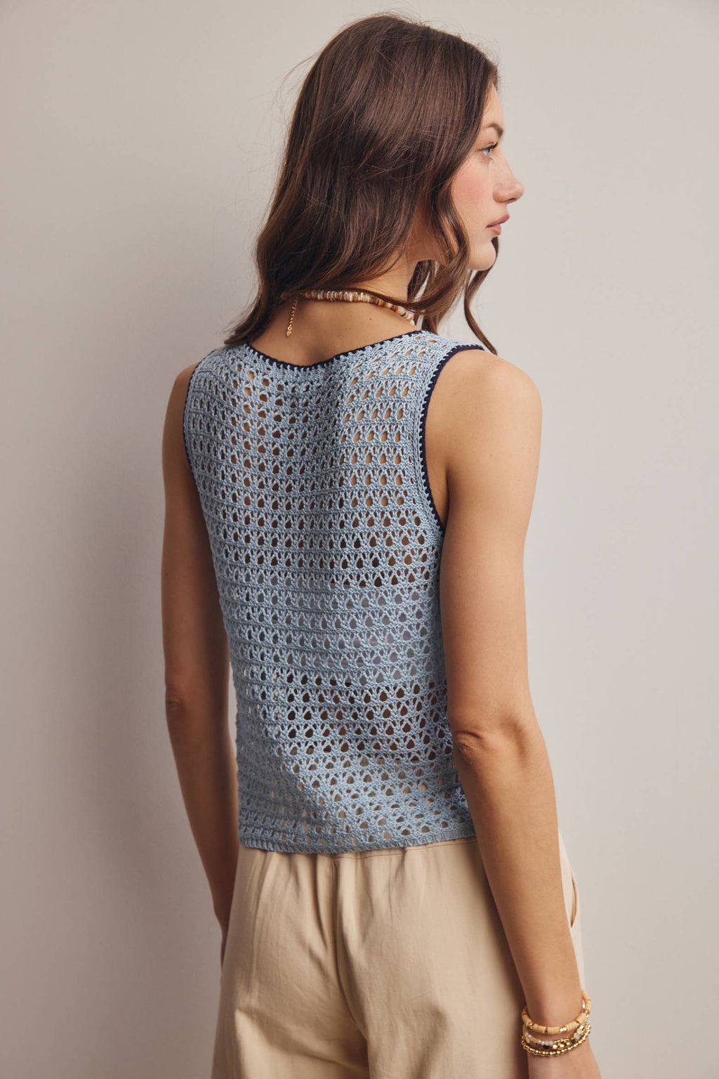 Sleeveless Crochet Knit Top FSW0050