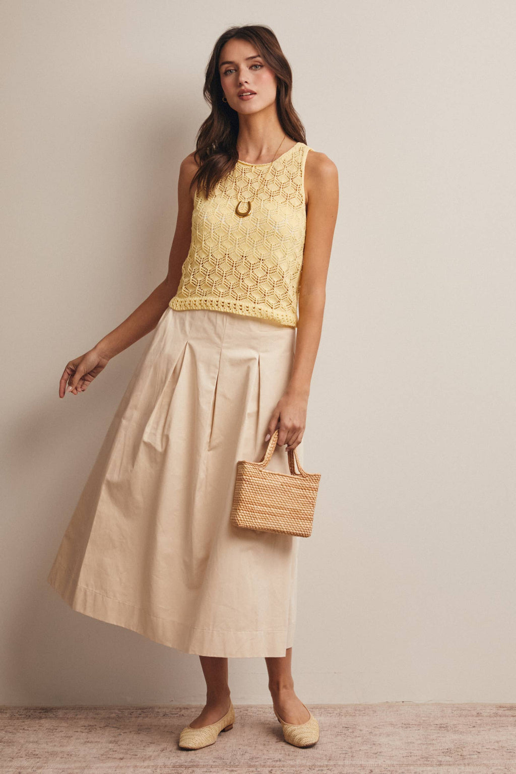 Sleeveless Crochet Knit Tank Top FSW0048
